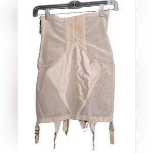 Vintage 1940s Pink Nude Rayon Panel Girdle Open Bottom Garter Clips